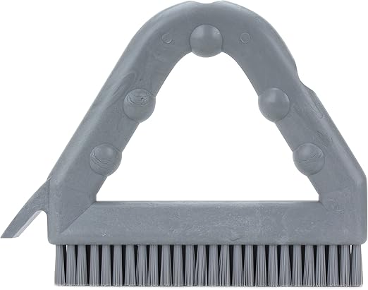 SPARTA Plastic Commercial Grout Brush, Triangle-Shaped Scrub Brush with Scraper and Two Threaded Holes for Attaching Handle (Sold Separately), 9 x 7 x 7 Inches, Gray, (Pack of 4)