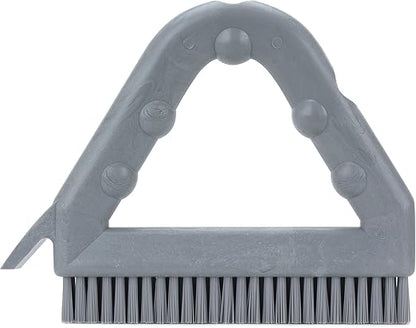 SPARTA Plastic Commercial Grout Brush, Triangle-Shaped Scrub Brush with Scraper and Two Threaded Holes for Attaching Handle (Sold Separately), 9 x 7 x 7 Inches, Gray, (Pack of 4)