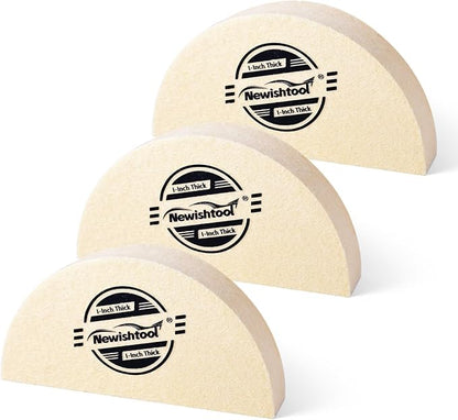 NEWISHTOOL 3 PCS Wool Felt Squeegee Window Tint Tools, 1 Inch Thick Scratch Free Soft Woolen Squeegee for Vinyl Wrap, Glass Tint Film, Car Wrapping, PPF Installation (Half-Moon Shaped)