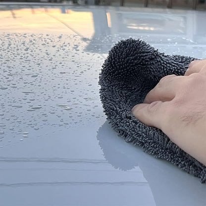SHSCLY Microfiber Car Drying Towel Large Double Twist Pile 1200GSM Gray 35.5 x 24 Inches Pack of 1
