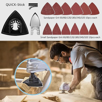 OTUCO 154 Pack Oscillating Saw Blades, Wood Metal Cutting Multitool Bi-Metal Blades Quick Release Tool Blades Kits Fit for Dewalt, Makita, Ryobi, Rockwell with Sanding Paper