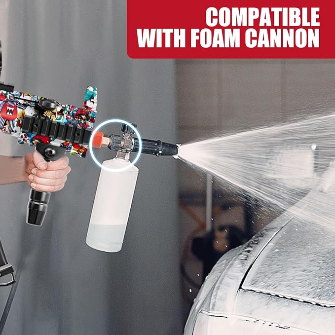 MP5 Model Pressure Washer Gun with Swivel & 4 Nozzles, 3600 PSI High Pressure Spray Gun with 3/8" Quick Connect Plug, Swivel Gun Compatible with Foam Cannon, Power Washer Accessories (Graffiti)