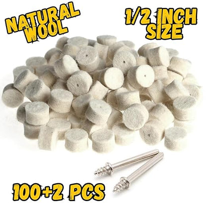 Drilax 100-Piece 1/2" Polishing & Buffing Wheel Kit with 2 Mandrels – Heavy-Duty Wheels 50% Thicker for Superior Durability – Compatible with Dremel Polishing Bits, Buffing Wheels & Jewelry Detailing