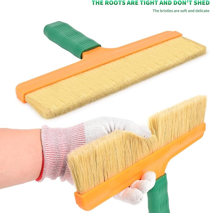 FOSHIO Brush Wrap Tool, 12" Professional Soft Boar Hair Bristle Car Detailing Brush with Rubber Handle for Vinyl Wrapping, Cleaning Interiors & Exteriors Car Wash Brush