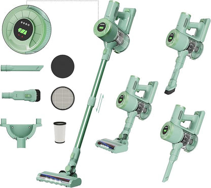 BUTY BULU Cordless Vacuum Cleaner, Handheld Stick2200mAh Rechargeable Battery 30KPa Lightweight Small Vac Electirc Broom, 40Mins Runtime for Home Hard Floor Carpet Pet Hair Cleaning, LED Screen