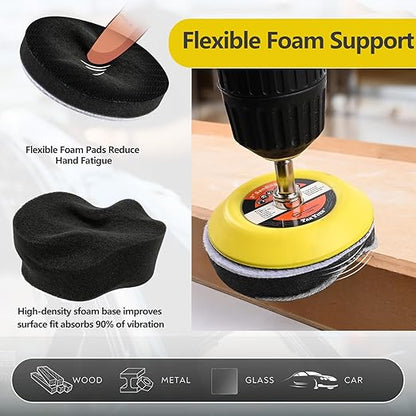 193Pcs 3 Inch Polishing Kit Hook and Loop Sanding Discs, Headlight Restoration Kit - 80 to 10000 Grits Wet Dry Sandpaper Buffing Sanding Pads with 1/4" 1/8" Shank, for Metal, Wood, Auto, Glass