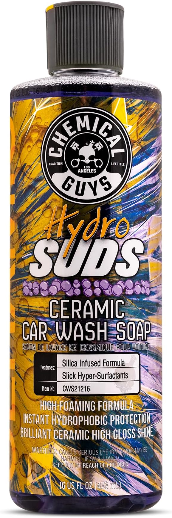 Chemical Guys HydroSuds Ceramic SiO₂ Shine High Foaming Car Wash Soap - Foam Cannon Soap, Works with Foam Guns or Bucket Washes for Cars, Trucks, Motorcycles, RVs, and More, Berry Scent - 16 oz