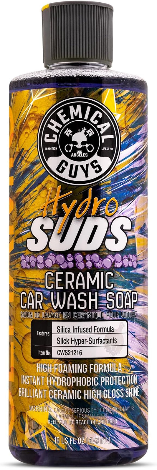 Chemical Guys HydroSuds Ceramic SiO₂ Shine High Foaming Car Wash Soap - Foam Cannon Soap, Works with Foam Guns or Bucket Washes for Cars, Trucks, Motorcycles, RVs, and More, Berry Scent - 16 oz