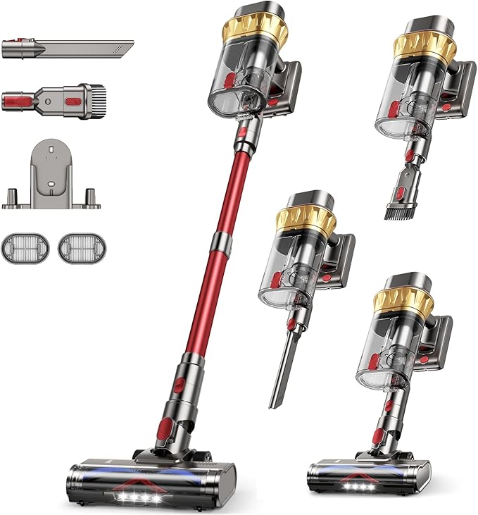 AIPOWAY Vacuum Cleaners for Home, 650W 55KPA Cordless Vacuum Cleaner, 75 Mins 2L Double Dustcup Stick Vacuum Cordless Rechargeable, Anti-Tangle & Wall Mount Charging, for Hard Floors Carpet Pet Hair