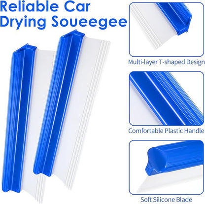 SHENLIU 4 Pack Car Squeegee, 12 inch Flexible Car Water Scraper Tool Silicone Window Squeegee for Cars Window Glass Home Washing & Wiping Glass, Mirror & Shower Doors, Blue
