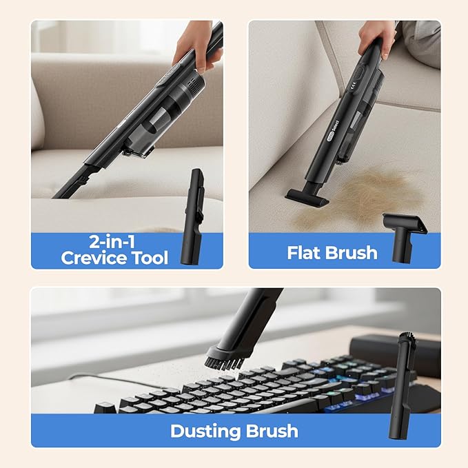 Apical Life Cordless Handheld Vacuum Cleaner, 13000Pa Strong Suction, Mini Vacuum with Charging Dock, 40 Mins Runtime, LED Light, HEPA Filter, One-Click Empty for Car Detailing and Home