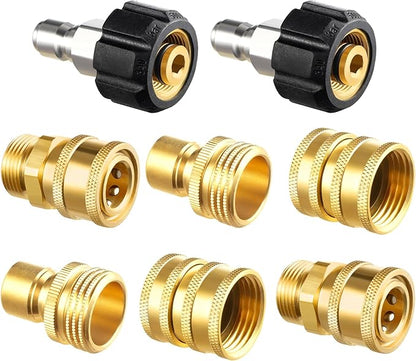 Twinkle Star Pressure Washer Adapter Set, Quick Disconnect Kit, M22 14 mm Quick Connect Swivel to 3/8'' Quick Connect Fittings, 3/4" to Quick Release