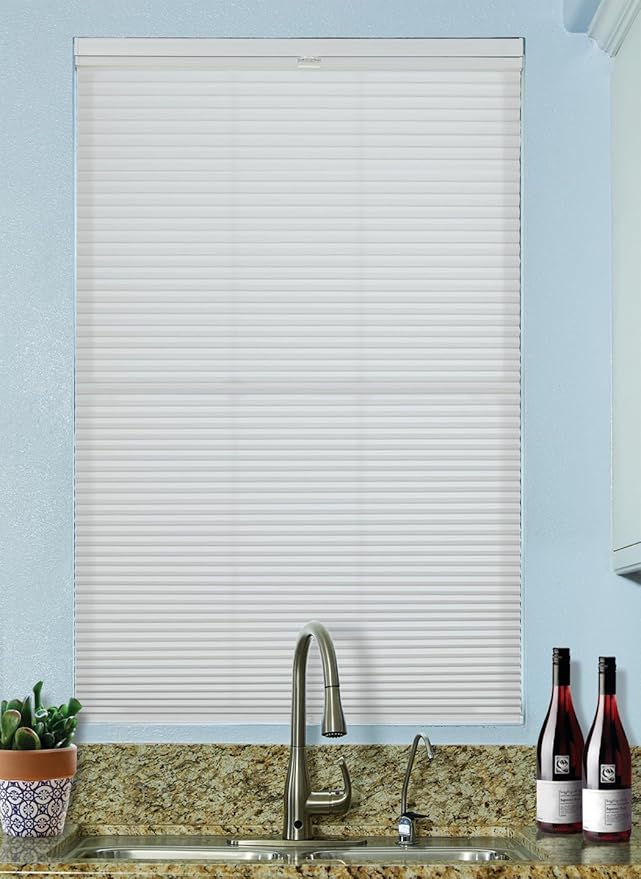 BlindsAvenue Cordless Top Down Bottom Up Cellular Honeycomb Shade, 9/16" Single Cell, Light Filtering, Cotton White, Size: 57" W x 72" H