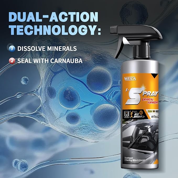 5-Sec Water Spot Remover for Cars - Streak-Free Windshield Cleaner with 45-Day Rain Protection, Safe on Tint/Trim (2)
