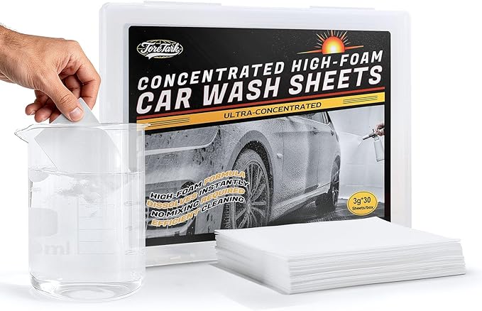 Car Wash Soap Strip 30 count, Concentrated High Foaming Car Soap, Instant Dissolves in 5 Seconds Greater Cleaning Action, No Mixing Safe Washes for Cars, Trucks, Motorcycles, RVs, and More