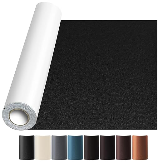 JuCheng Leather Repair Kit -Leather Repair Patch Self-Adhesive Waterproof Patch & Glue for Furniture, Car Seats, Sofa, Couch, Vinyl - Instant Fix for Tears & Scratches (Black, 17X79 inch)