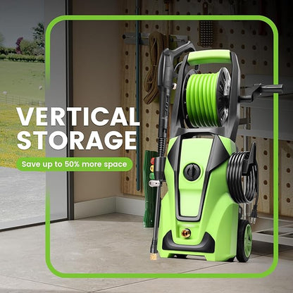 Pressure Washer Adjustable 5000PSI 4.0 GPM Power Washers Powered with 33ft Hose Reel, 4 Nozzle and Foam Cannon, Powerwashers Cleaner Machine for Home, Cars, Patio, Green