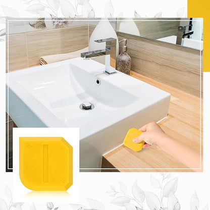 Outus 2 Pieces Caulking Tool Set Silicone Sealant Grout Tool for Kitchen Bathroom Floor Sealant Sealing(Yellow)