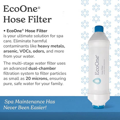 Hose Filter by EcoOne | Advanced Purification Water Filter for Garden Hose Application | Inline Dual Stage Natural Carbon Hose Filter for Filling Hot Tub & Spa | Filters up to 40,000 Gallons