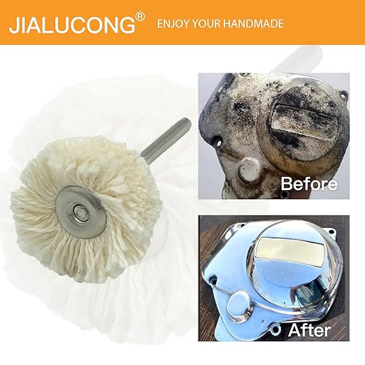JIALUCONG 10pcs 1/8inch Cotton Polishing Buffing Wheel for Dremel Polishing Kit - Polishing Wheel or Silver Polish Wheel - Watch Polishing Kit - Jewelry Buffer Dremel