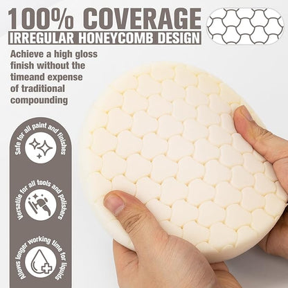 KUIMIT White Polish Pad, Buffing Polishing Pads, 1Pc 5.5 Inch Face for 5 Inch 125mm Backing Plate Compound Buffing Sponge Pads for Car Buffer Polisher Compounding, Polishing and Waxing