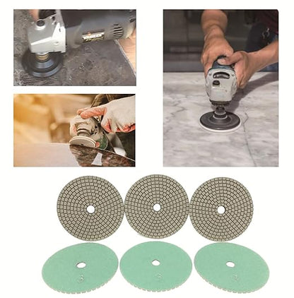 ComeFloor 4 Inch Wet/Dry Diamond Polishing Pads for Granite Marble Concrete Hook and Loop Stone Polishing Pads Step-3 Bundle 3 PCS