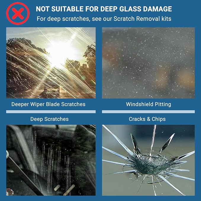 GLASS POLISH DIY 3” (75mm) Windshield Polishing Kit for Car Glass Restoration, Remove Wiper Blade Damage, Fine Scratches, Haziness, and Water Spots, Restore Glass Clarity and Shine