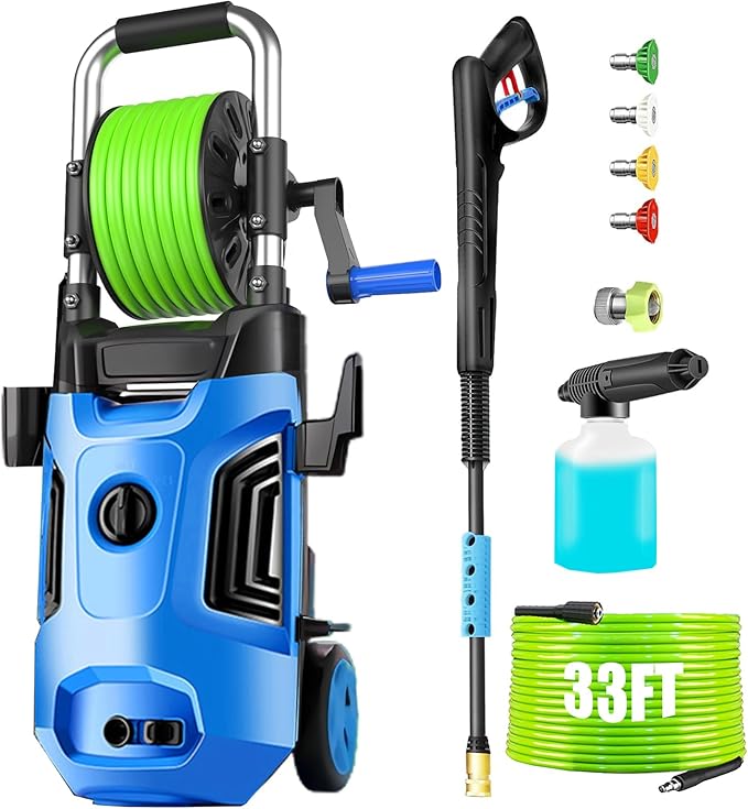 Pressure Cleaner 4800 PSI Power Cleaner Powered with with 33ft Pressure Hose, 4 Nozzle and Foam Cannon, for Home, Cars