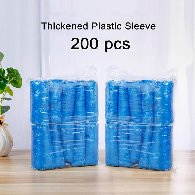 FIPASEN Disposable Oversleeves Covers, 200PCS Plastic Arm Sleeves Covers for Painting Repairing Cleaning Tattooing - Blue
