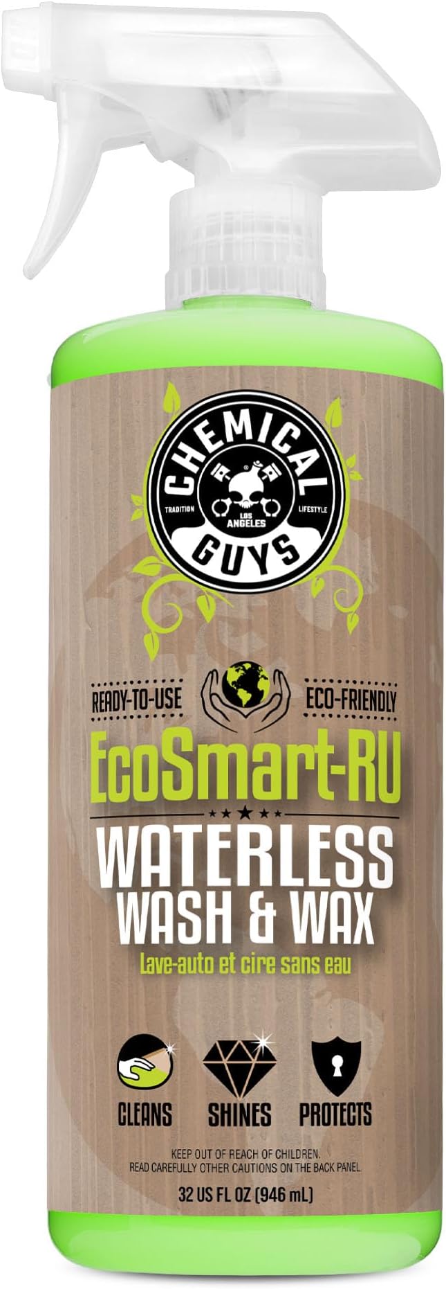Chemical Guys EcoSmart Waterless Car Wash & Wax Ready To Use, Safe for Cars, Trucks, SUVs, Motorcycles, RVs & More, Extra Large 32 fl oz