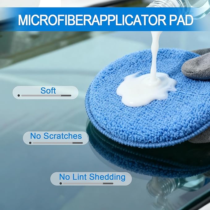 YAIOZHS 6PCS Wax Applicator Pads, 5" Microfiber Applicator Pad with Finger Pocket, Foam Buffing Pad for Car Detailing & Cleaning