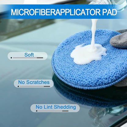 YAIOZHS 6PCS Wax Applicator Pads, 5" Microfiber Applicator Pad with Finger Pocket, Foam Buffing Pad for Car Detailing & Cleaning