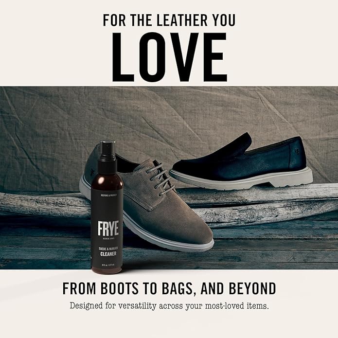 Frye Suede & Nubuck Cleaner: Non-Toxic & Made in the USA. Clean and Restore Suede & Nubuck Shoes, Boots, Jackets, Bags, Purses and More. Safe for Any Color & White