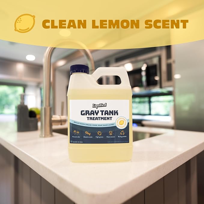 Liquified RV Toilet Treatment - Gray Holding Tank Digester - Odor Eliminator - Lemon Scent - Matts RV Reviews - 3 Pack