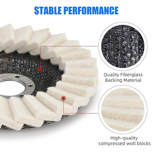 Wool Flap Buffing Wheel Pad Wool Polishing Wheel Felt Polishing Flap Discs 5 inch for Angle Grinder, Stainless Steel, Marble, Stone, Furniture, Car Wax for Surface Finishing and Restoration 6pcs