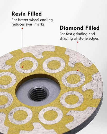 4" Flat Resin Filled Grinding Wheel, Diamond Cup Wheel with 5/8’’-11 Thread for Granite Marble Engineered Stone (Medium)