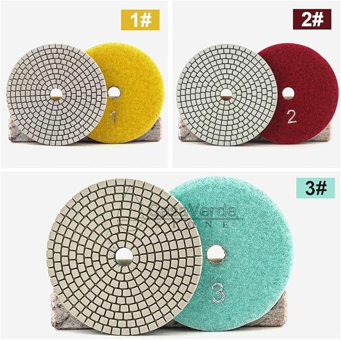 casaverde 4 Inch with 2.5mm Thickness Dry/Wet 3 Step Polishing Pads for Granite Marble Concrete Stone