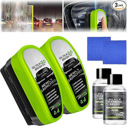 Gtyuoo Automotive Oil Film Cleaning Brush for Car Windows,Upgrade 2.0 Clear Vision Glass Cleaner, Car Windshield Cleaner Tool,Universal Cleaning Wipe Board (2PCS)