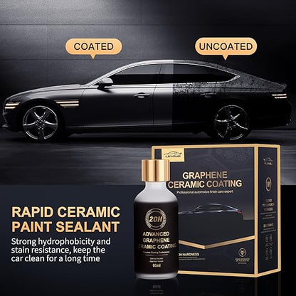 20H Advanced Graphene Ceramic Coating for Cars, Motorcycles & Boats - Self-Cleaning Effect, Ultra-High Gloss, Long-Term Protection (60mL) - Car Detailing Kit