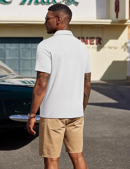 COOFANDY Mens Polo Shirts Short Sleeve Casual Summer Polo Tee Classic Collared Golf Stylish Tops