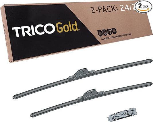 TRICO Gold™ (18-2421) 24 & 21 Inch Pack of 2 Automotive Replacement Windshield Wiper Blades for My Car Super Premium All Weather Beam Blade for Select Vehicle Models