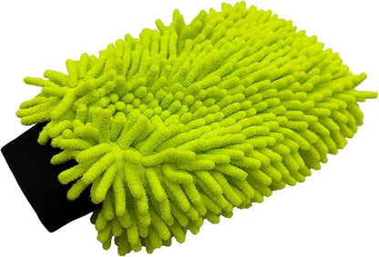Mr. Detroit - Car Wash Foam Blaster and Chenille Glove Premium Double Noodle Wash Mitt Scratch-Free Microfiber Wash Mitt, Lime Green - Car Wash Gun Connects to Any Garden Hose - 2pc
