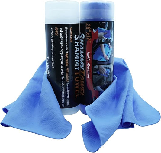 Premium Shammy Cloth for Car Drying - 2 Pack (26”x17”) - Super Absorbent Synthetic Chamois Bathroom,Pets, Dust Remove,- Reusable Non-Scratch Vehicle Dry Towel (Blue)
