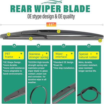26" 15" 11" Windshield Wiper Blades Replacement for Chevrolet Chevy Sonic 2012 2013 2014 2015 2016 2017 2018 2019 2020 Premium All Weather Front Rear Wipers Set - OEM Quality (Pack of 3)