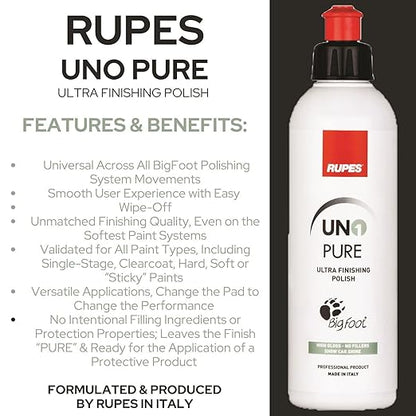 RUPES 5 Pack of High Performance Orbital Polishing Compounds - Includes 250 Milliliter Bottles of D-A Coarse, D-A Fine, UNO Protect, UNO Pure and Uno Advanced