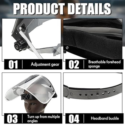 Copkim 3 Pack Safety Face Mask Shield for Grinding Clear Full Face Impact Resistant Safety PET Full Impact Resistant Mask Shield for Work Construction Cutting (0.03 Inch,Black)