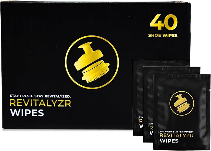 Revitalyzr Premium Shoe Cleaning Wipes 40 Count – Dual-Textured Quick Wipes for Sneakers, Leather, Canvas & Basketball Shoes – Biodegradable Travel Wipes Remove Dirt, Scuffs & Stains