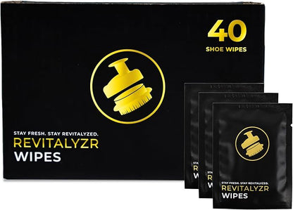 Revitalyzr Premium Shoe Cleaning Wipes 40 Count – Dual-Textured Quick Wipes for Sneakers, Leather, Canvas & Basketball Shoes – Biodegradable Travel Wipes Remove Dirt, Scuffs & Stains