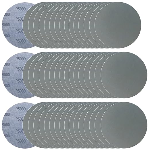 6 Inch 50 Pcs Wet Dry Sanding Discs Hook and Loop, 5000 Grit Sandpaper Automotive Wood Metal Polishing & Sanding, Silicon Carbide Sand Paper for Random Orbital Sander (Grit 5000)