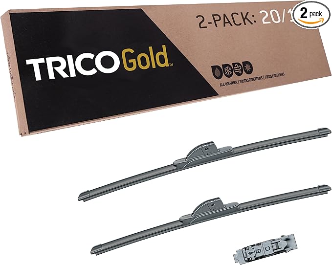 TRICO Gold 20" + 19" Premium Automotive Replacement Windshield Wiper Blades (Set of 2), Passenger and Driver Side All-Weather Beam Wiper Blades for Select Vehicle Models